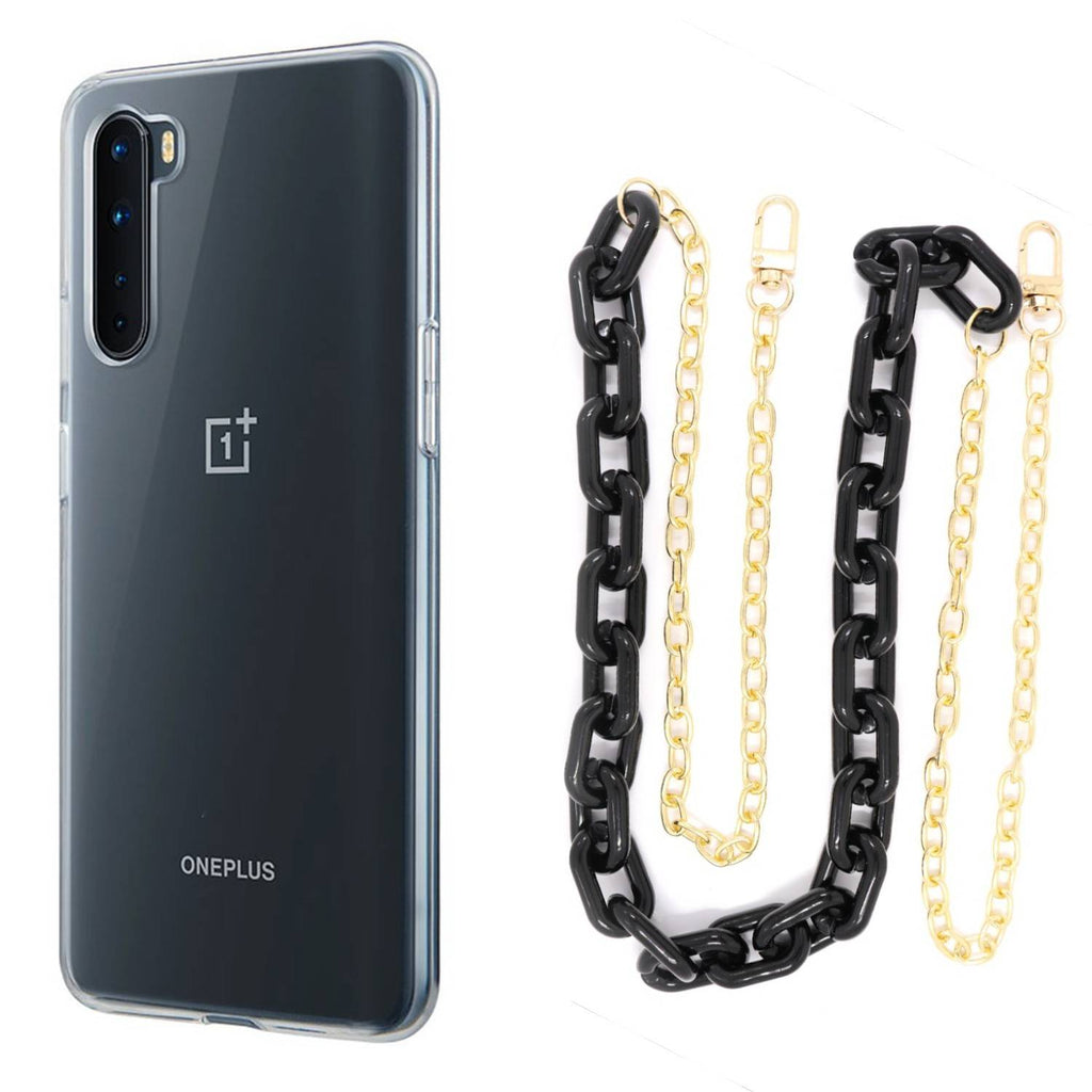 Capa cristal com cordão corrente preto para Oneplus Nord