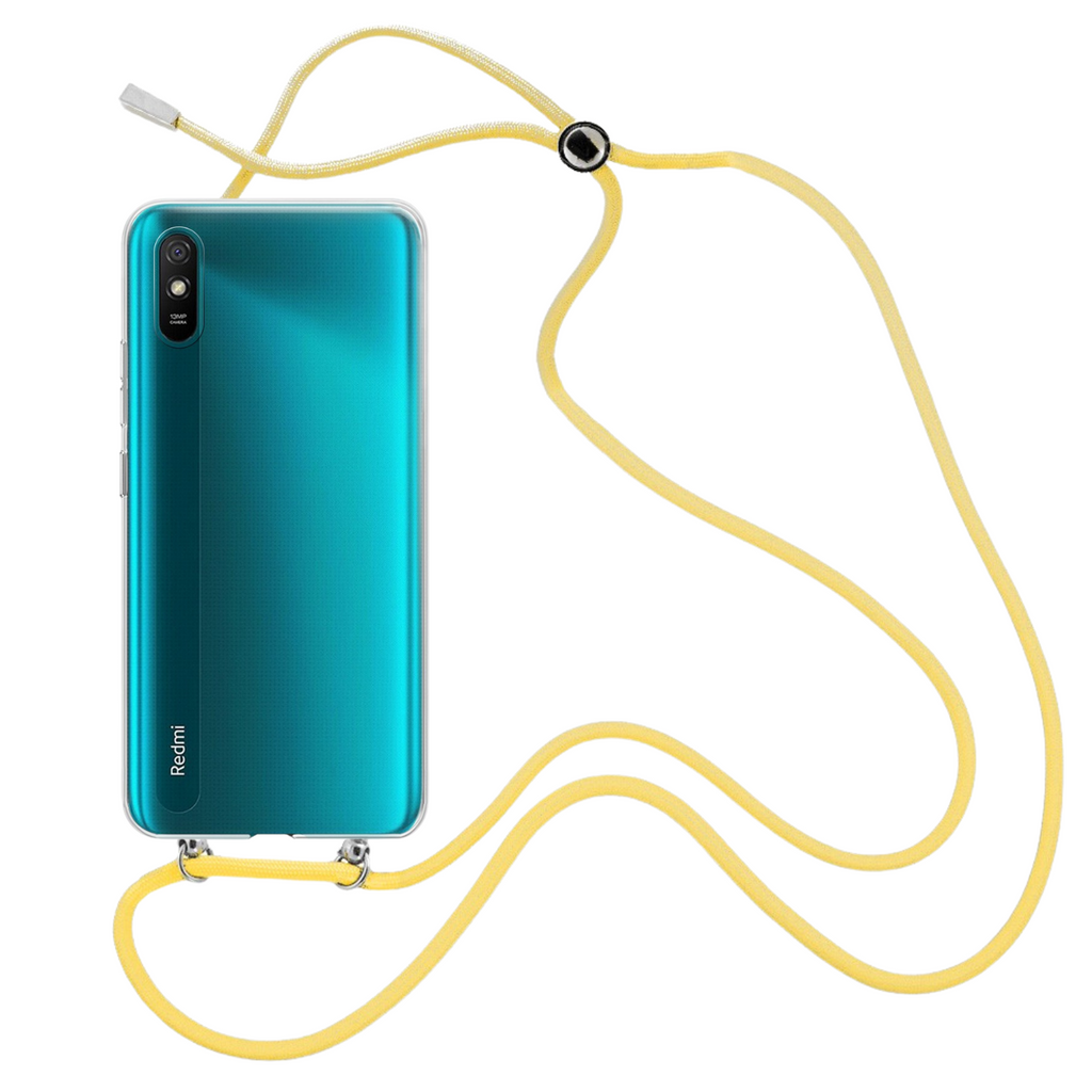 Capa cristal com fio cordão amarelo para Xiaomi Redmi 9A