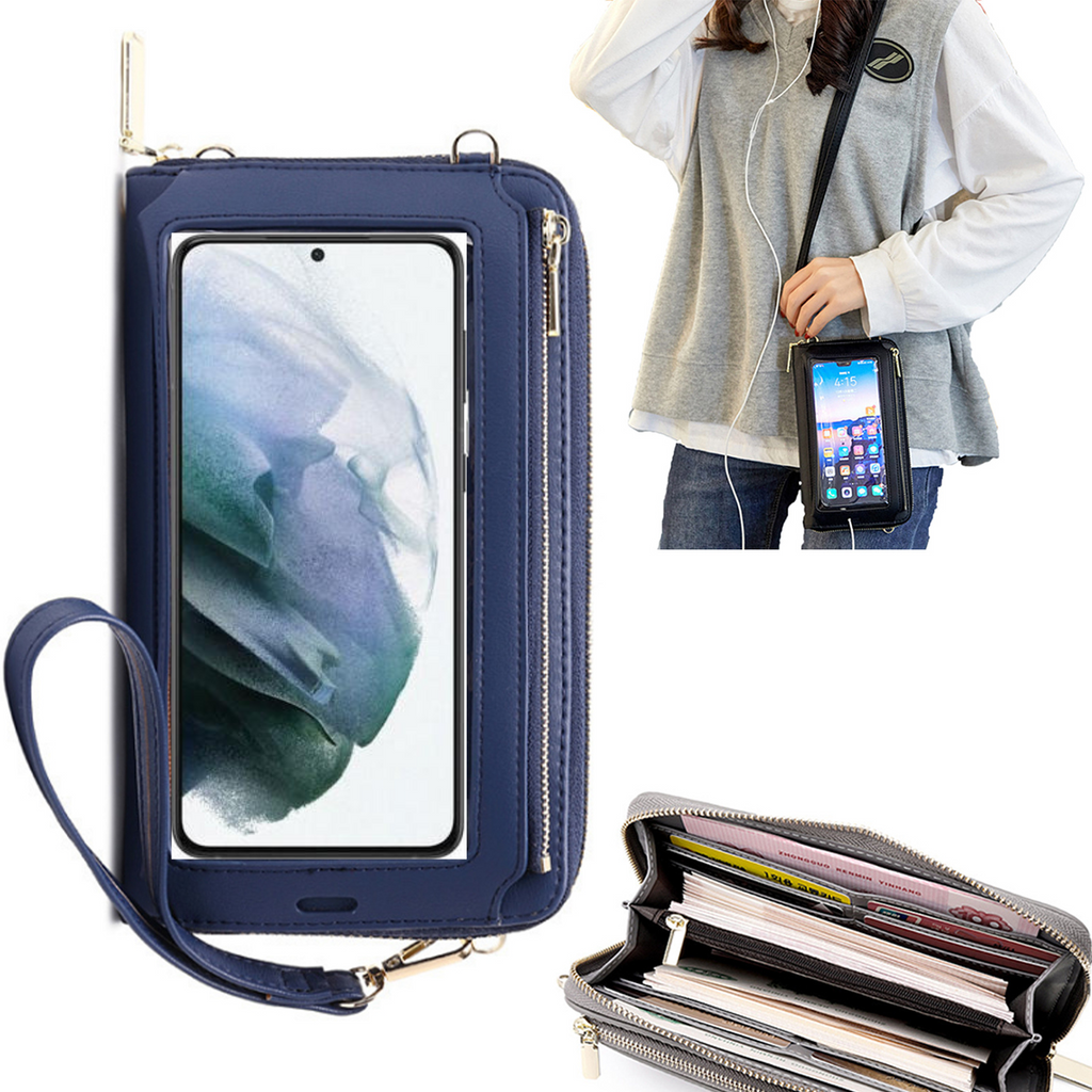 Bolsa Mala tira-colo com função touch ecrã Samsung S21 Plus Azul claro
