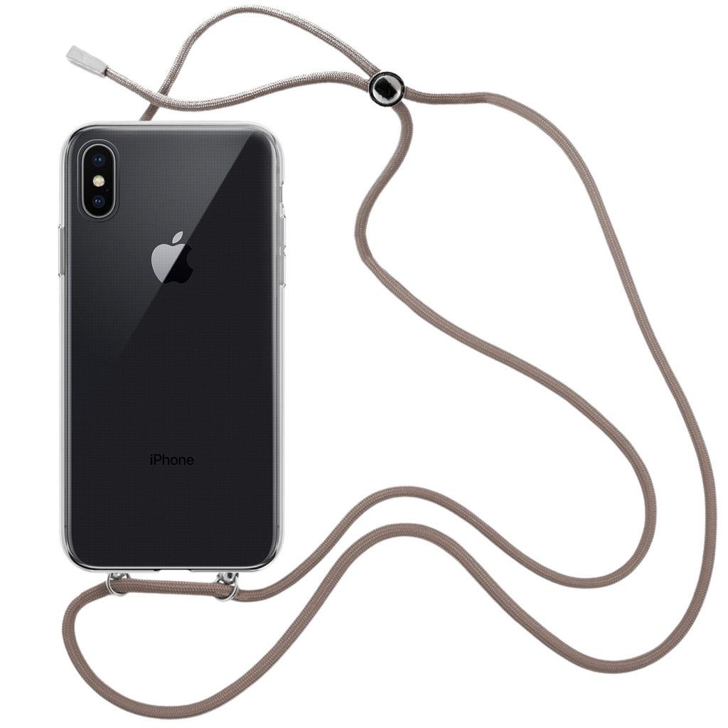 Capa cristal com fio cordão castanho para iPhone XS