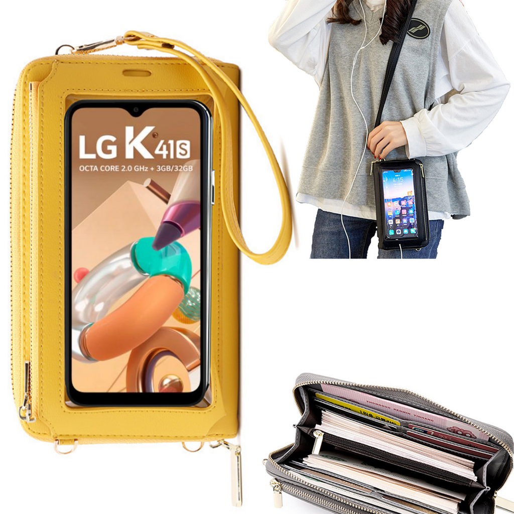 Bolsa Mala tira-colo com função touch ecrã LG K41s Amarelo