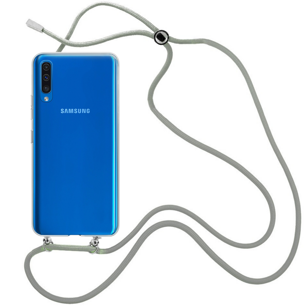 Capa cristal com fio cordão cinza para Samsung Galaxy A50