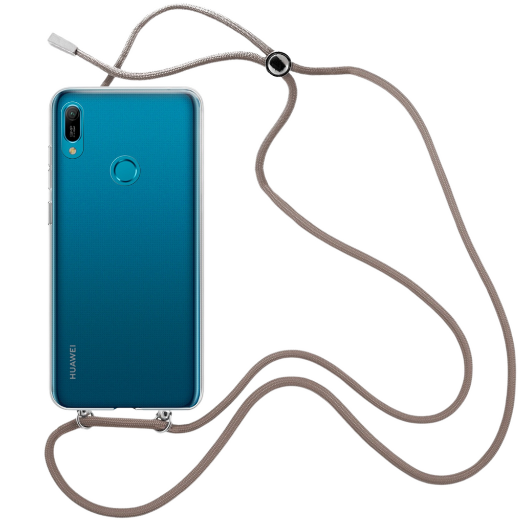 Capa cristal com fio cordão castanho para Huawei Y9