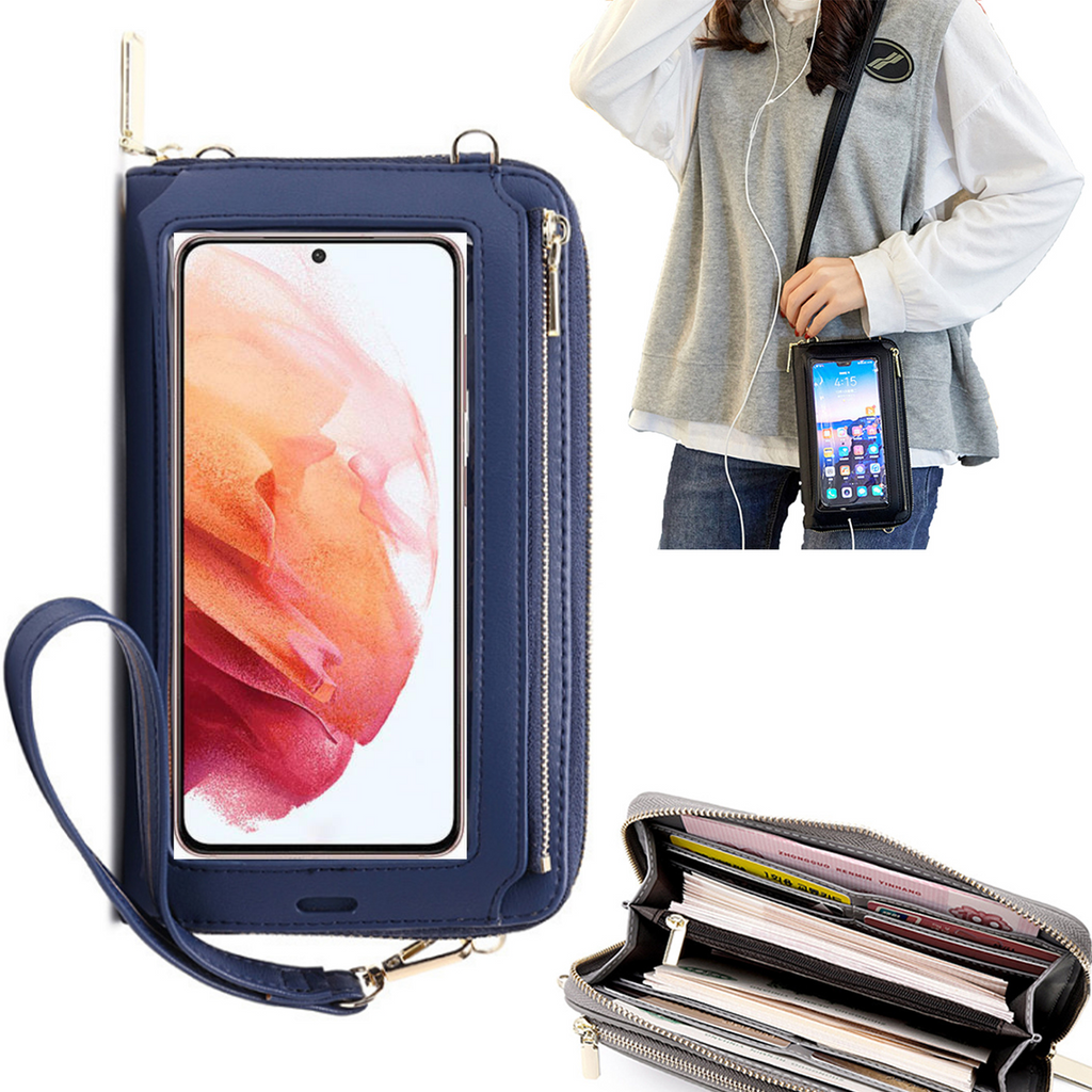 Bolsa Mala tira-colo com função touch ecrã Samsung S21 Azul claro