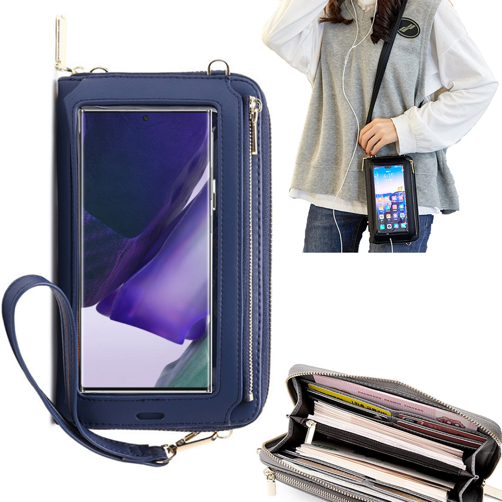 Bolsa Mala tira-colo com função touch ecrã Samsung Note 20 Ultra Azul claro