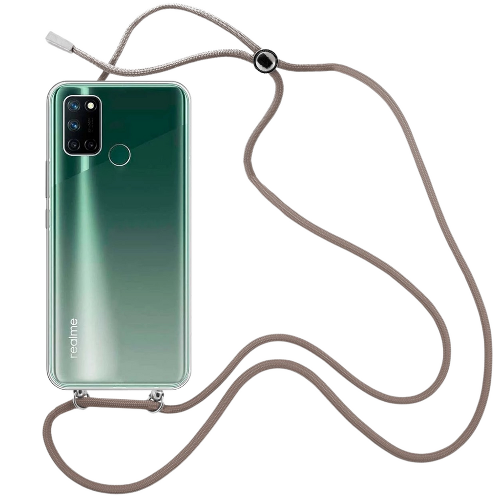 Capa cristal com fio cordão castanho para Realme 7i