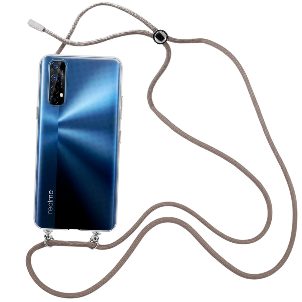 Capa cristal com fio cordão castanho para Realme 7