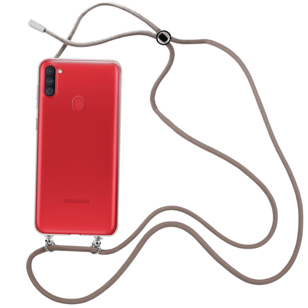 Capa cristal com fio cordão castanho para Samsung Galaxy A11