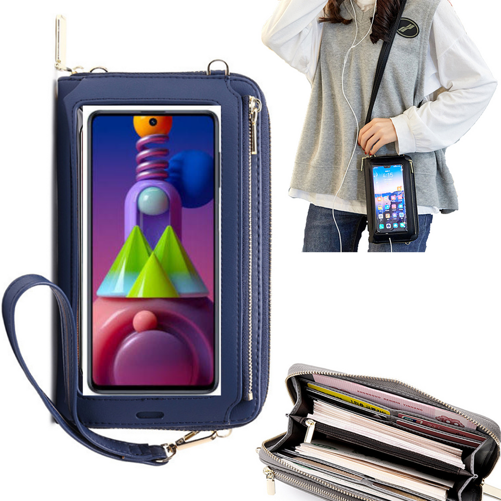 Bolsa Mala tira-colo com função touch ecrã Samsung M51 Azul claro