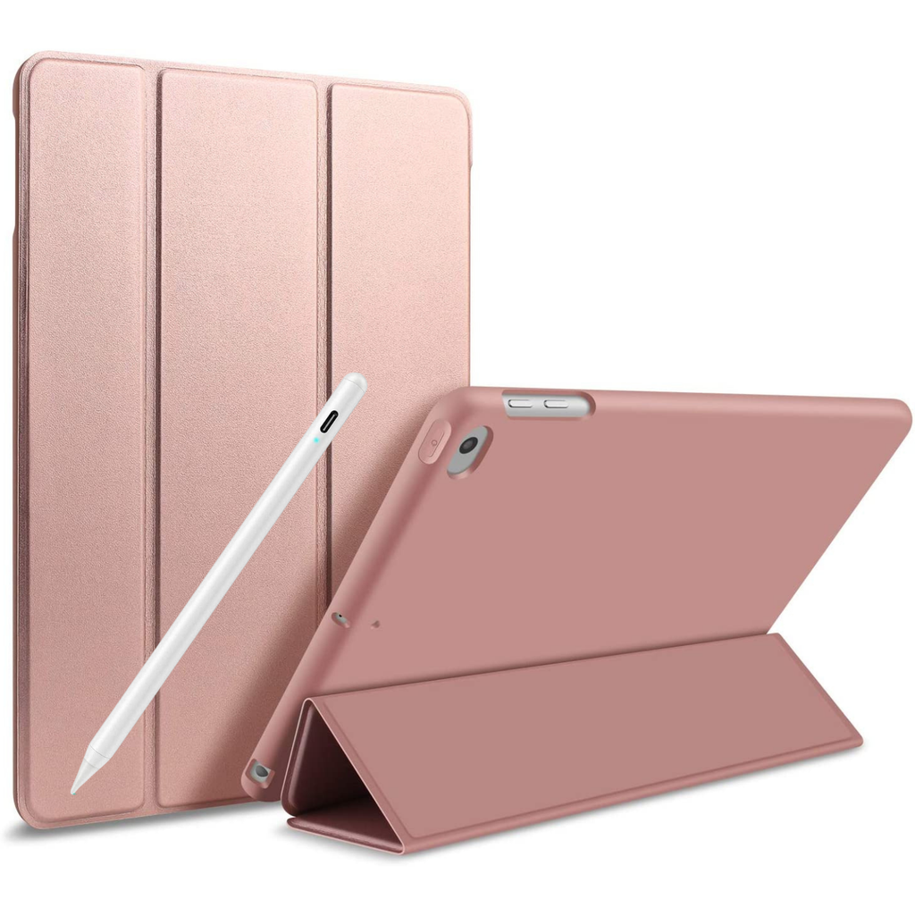 Capa Book Cover Folio com Smart Seep Rosa e Caneta stylus com palm rejection iPad Mini 6