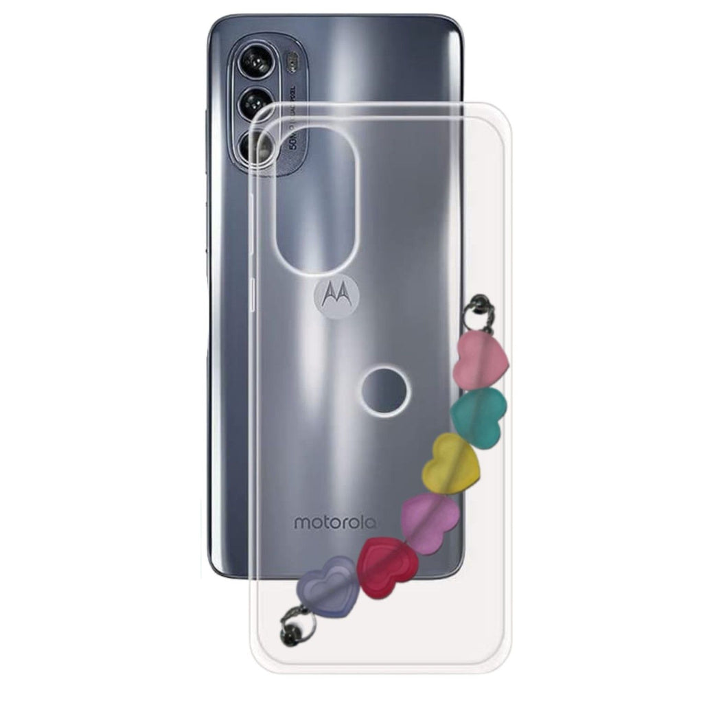 Capa cristal com suporte corações para Motorola Moto G62 5G