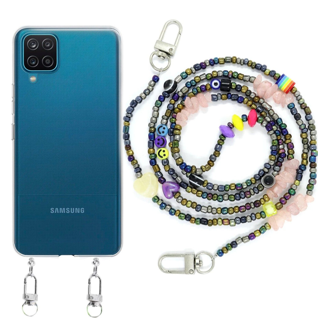 Capa cristal com fio miçanga smile para Samsung Galaxy M12