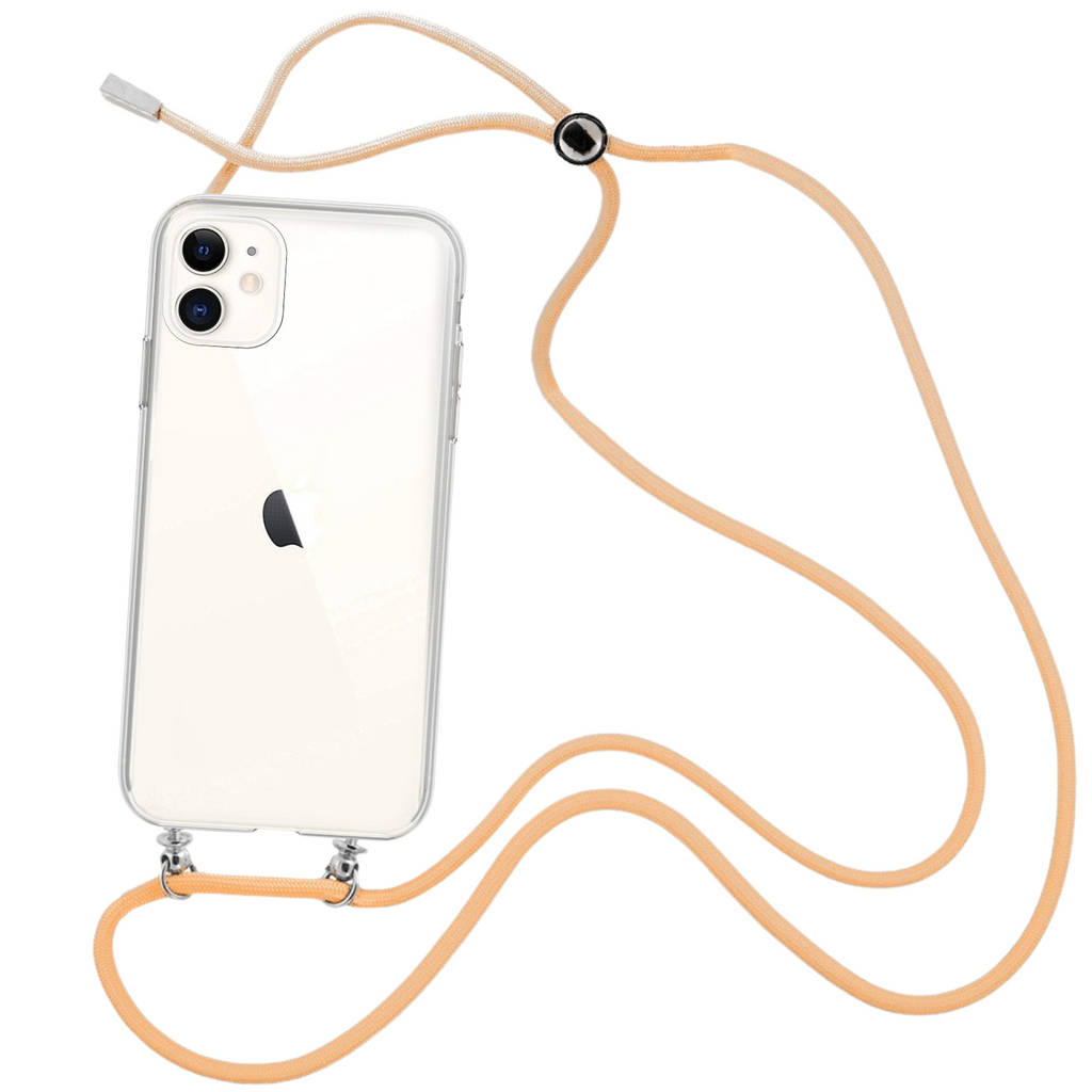 Capa cristal com fio cordão laranja para iPhone 11