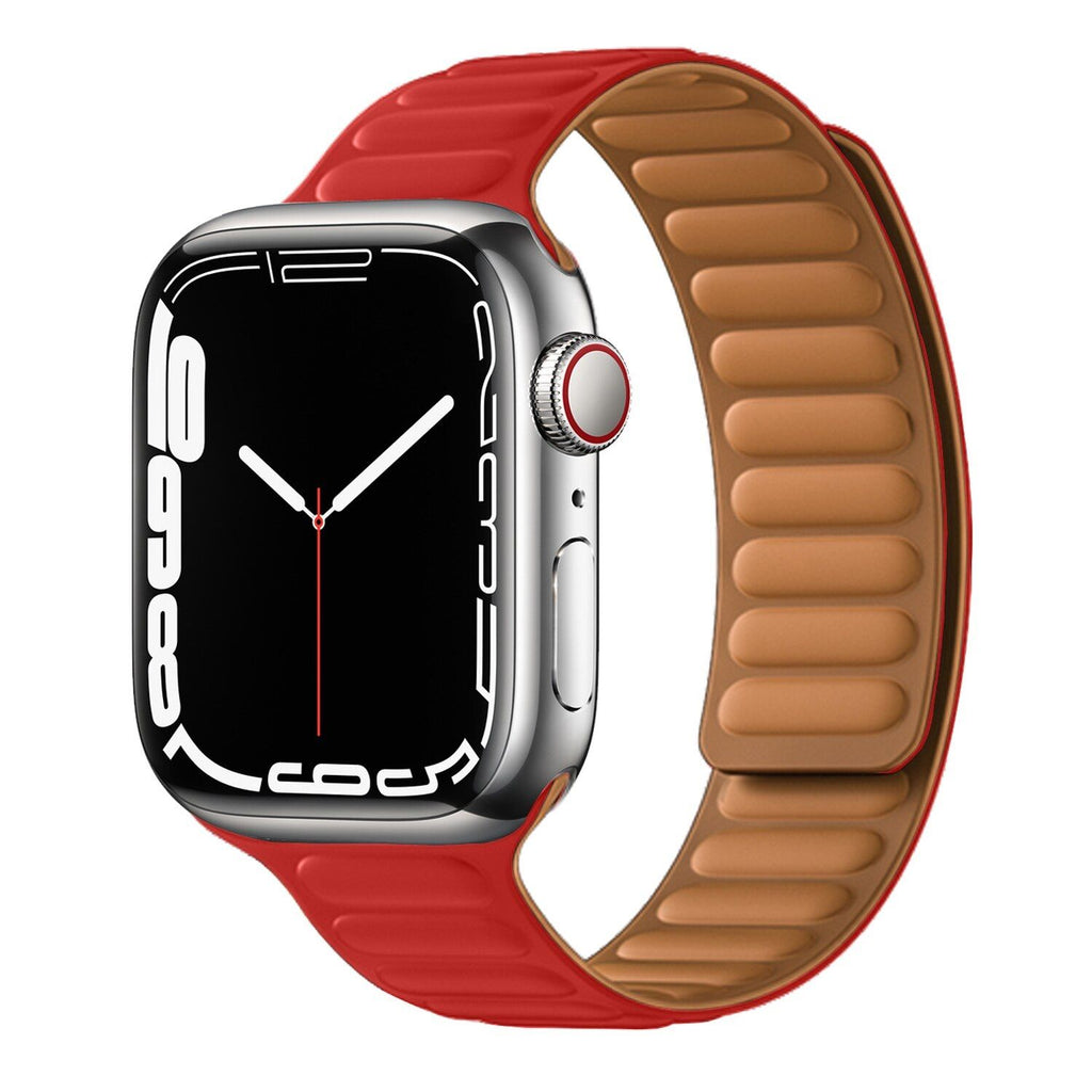 Pulseira Bracelete de elos magnéticos para Apple Watch SE 2022 44mm Vermelho