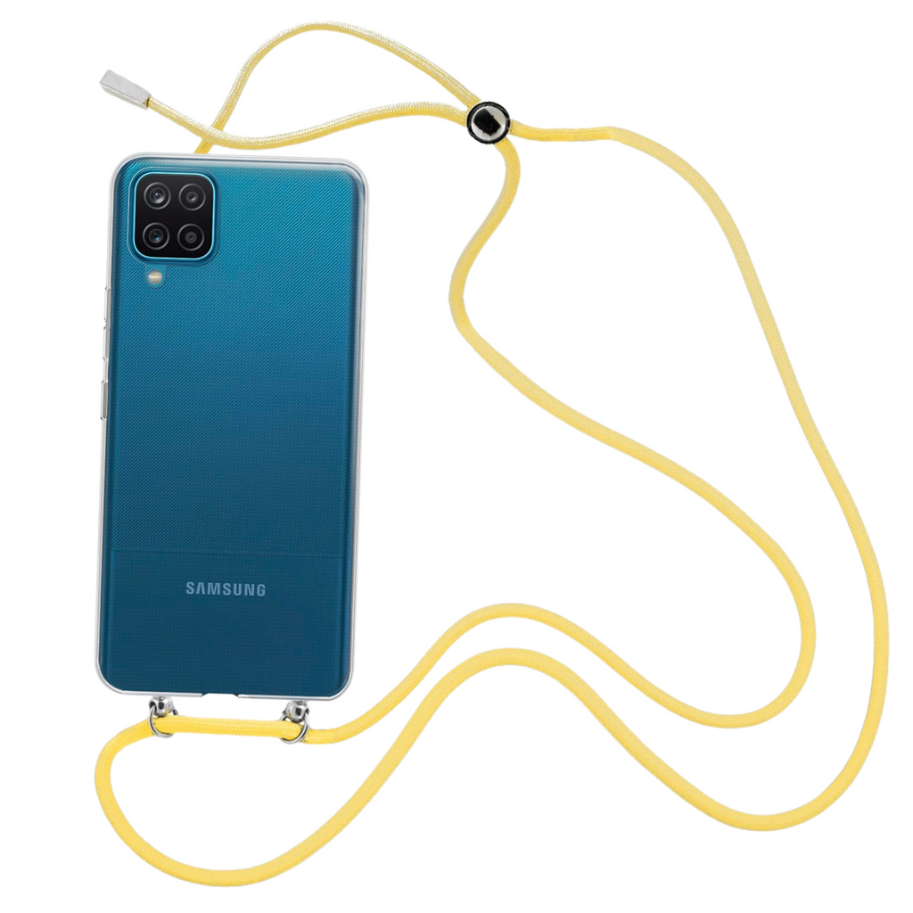 Capa cristal com fio cordão amarelo para Samsung Galaxy A12