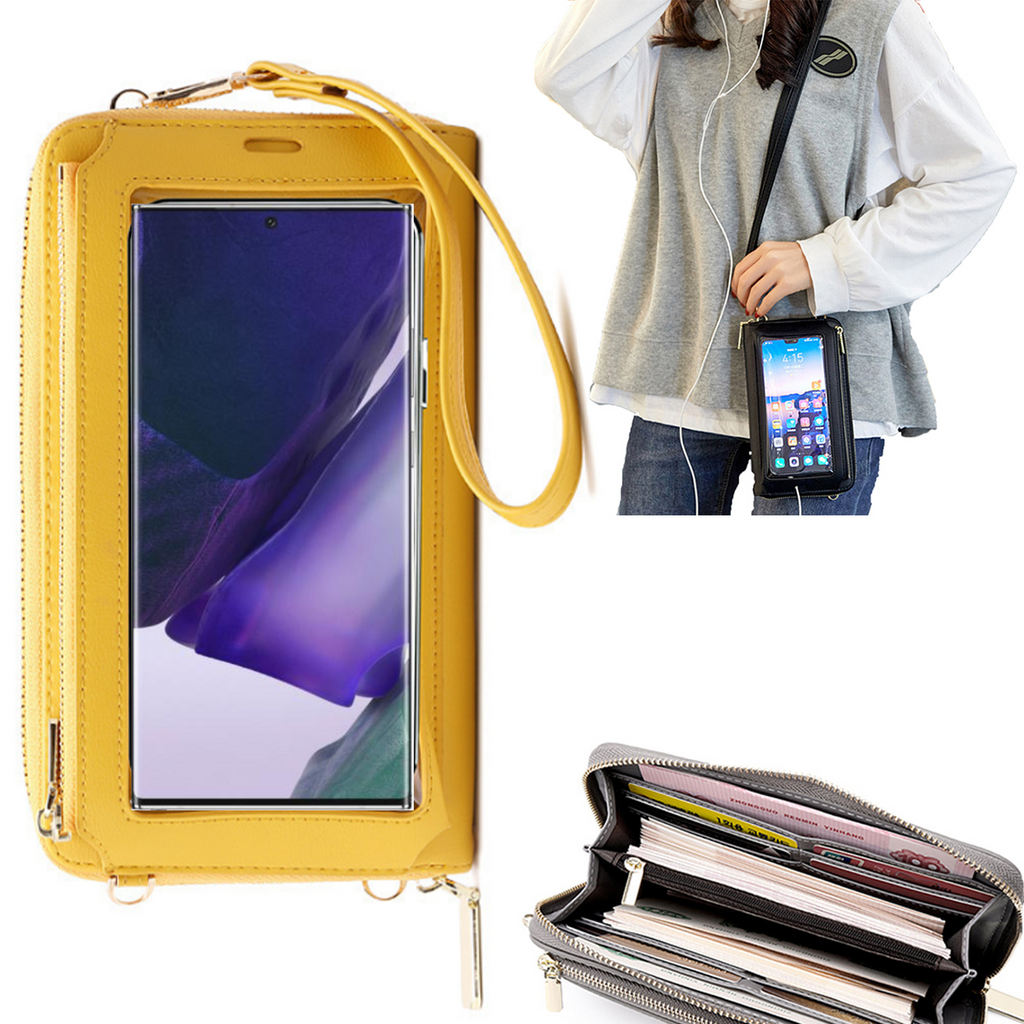 Bolsa Mala tira-colo com função touch ecrã Samsung Note 20 Ultra Amarelo