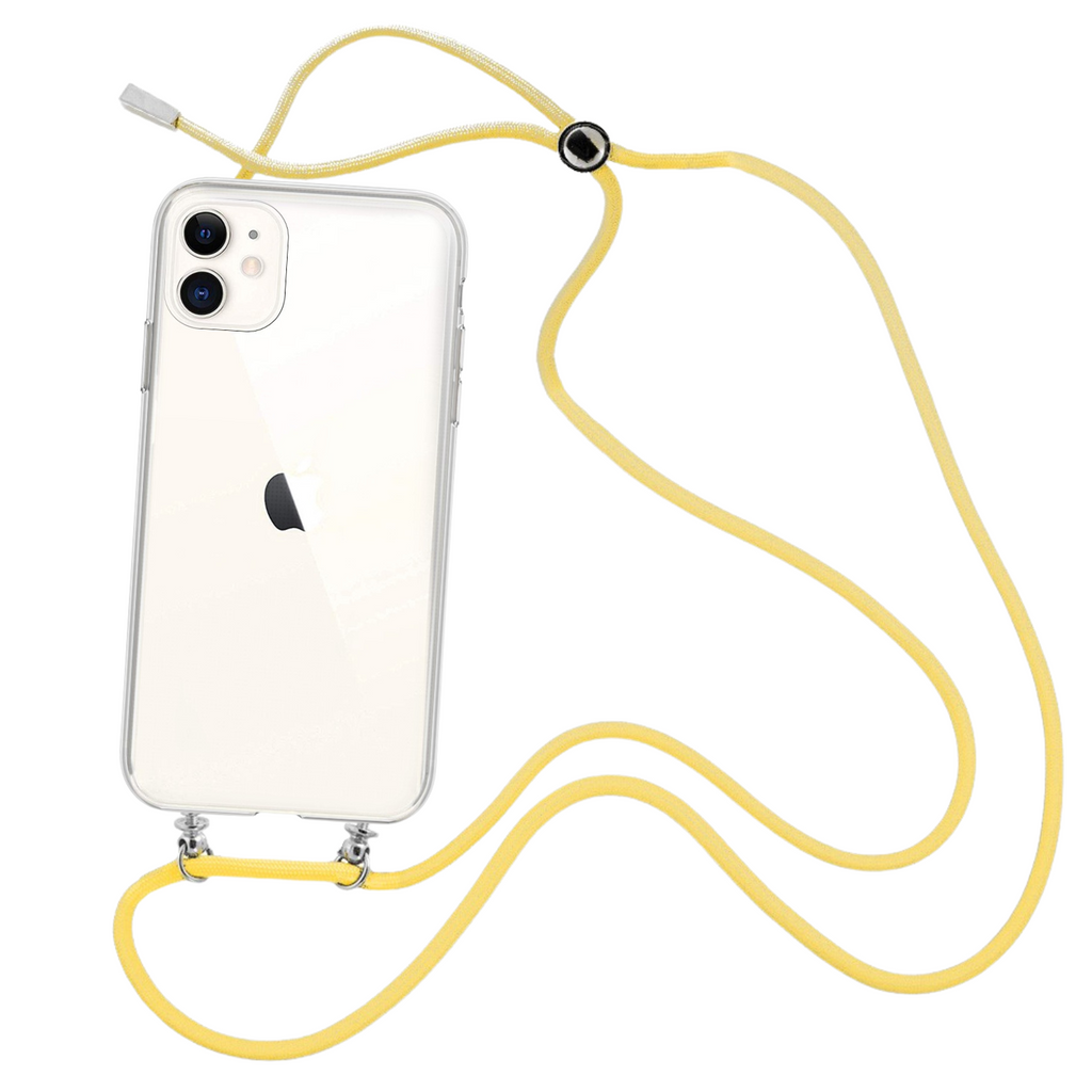 Capa cristal com fio cordão amarelo para iPhone 11