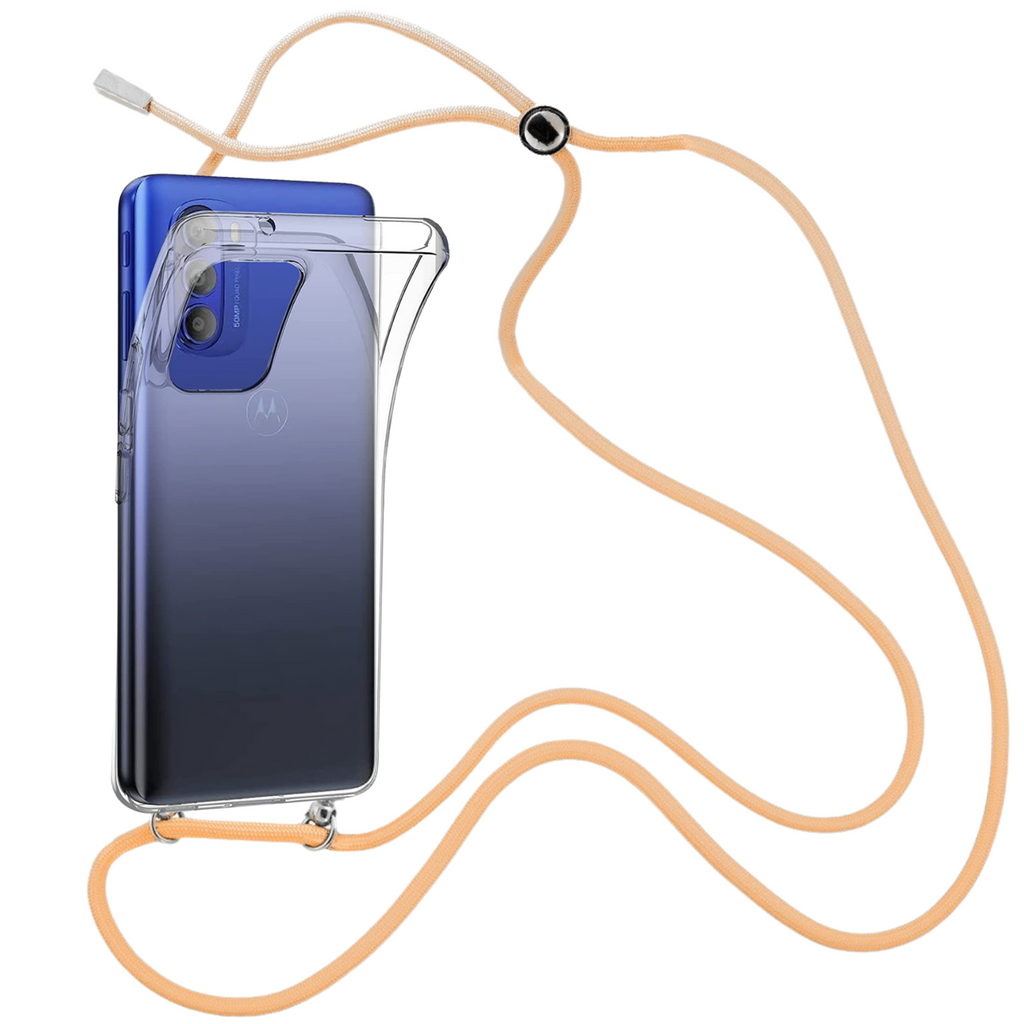 Capa cristal com fio cordão laranja para Motorola Moto G51 5G