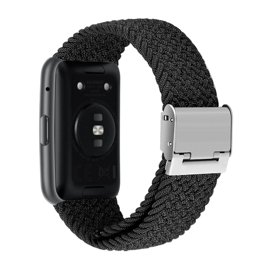 Bracelete entrançada Solo loop ajustável para Huawei Watch Fit 2 Preto