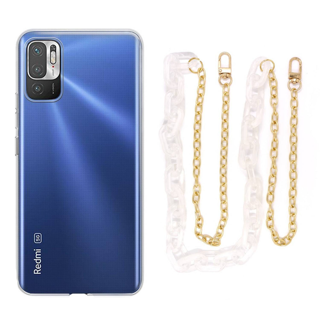 Capa cristal com cordão corrente branco para Xiaomi Poco M3 Pro