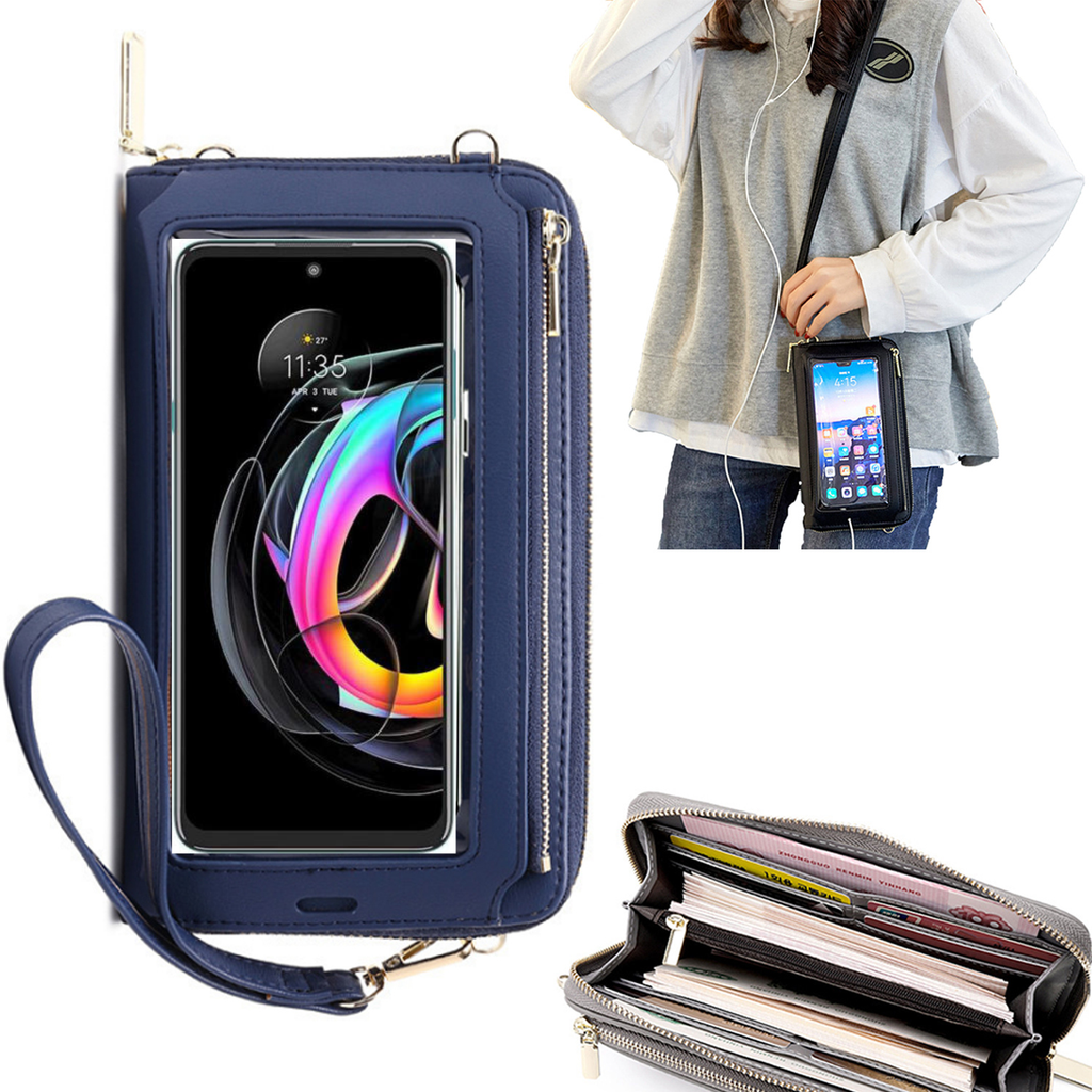 Bolsa Mala tira-colo com função touch ecrã Motorola Edge 20 Lite Azul claro