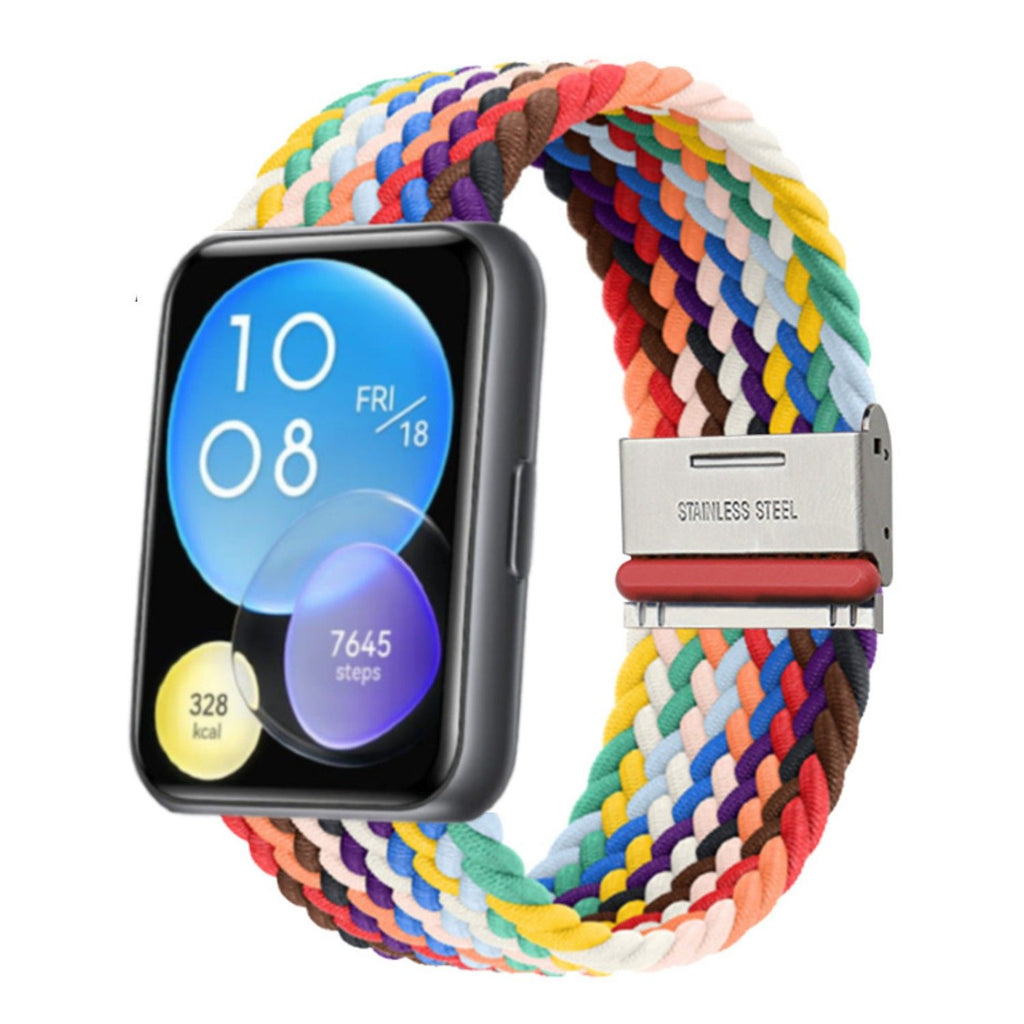 Bracelete entrançada Solo loop ajustável para Huawei Watch Fit 2 Colorido