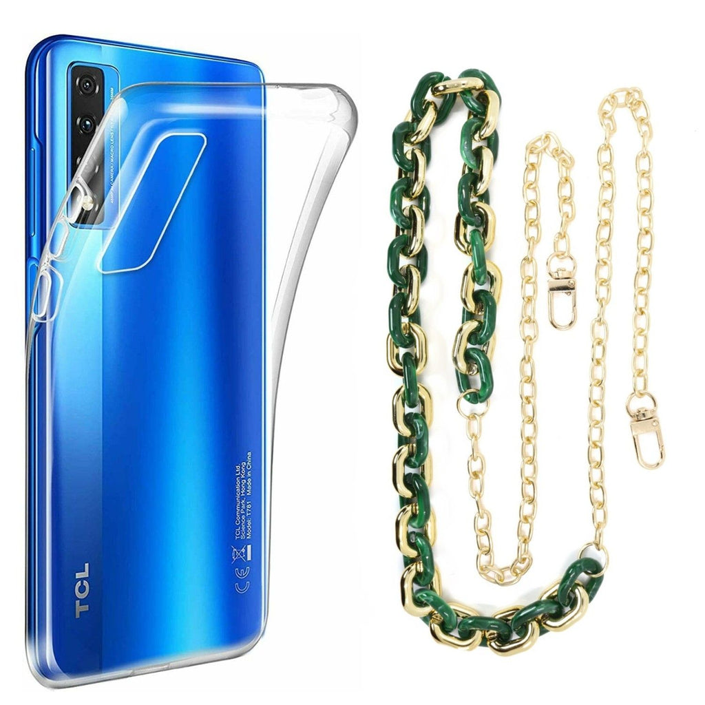 Capa cristal com cordão corrente verde para TCL Stylus 5G