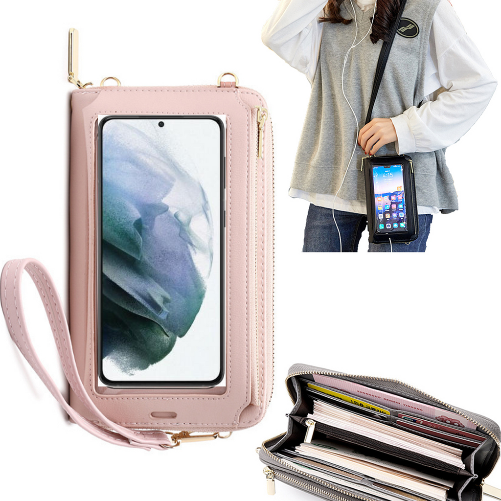 Bolsa Mala tira-colo com função touch ecrã Samsung S21 Plus Rosa