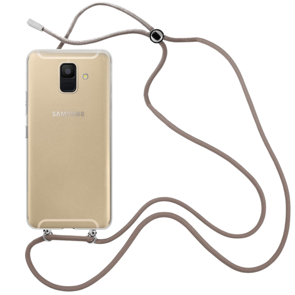 Capa cristal com fio cordão castanho para Samsung Galaxy A6 Plus