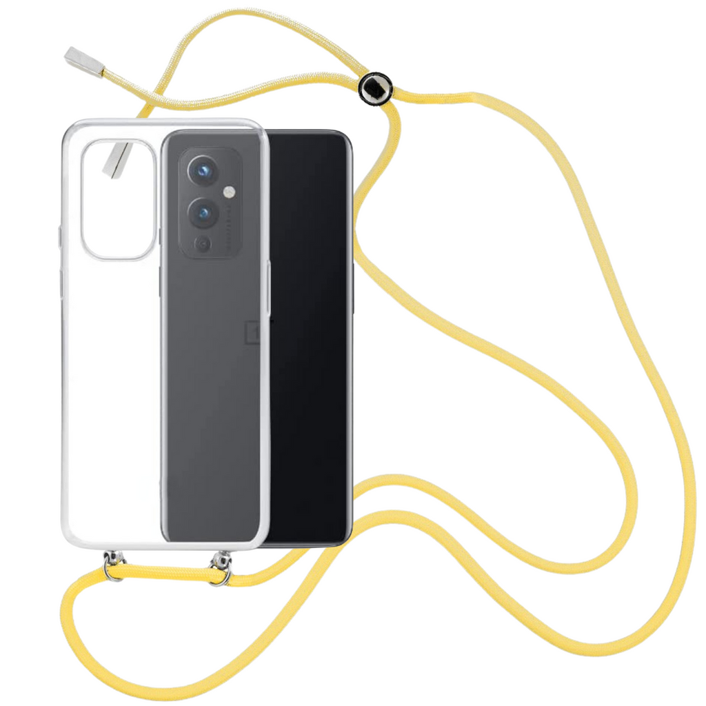 Capa cristal com fio cordão amarelo para Oneplus 9