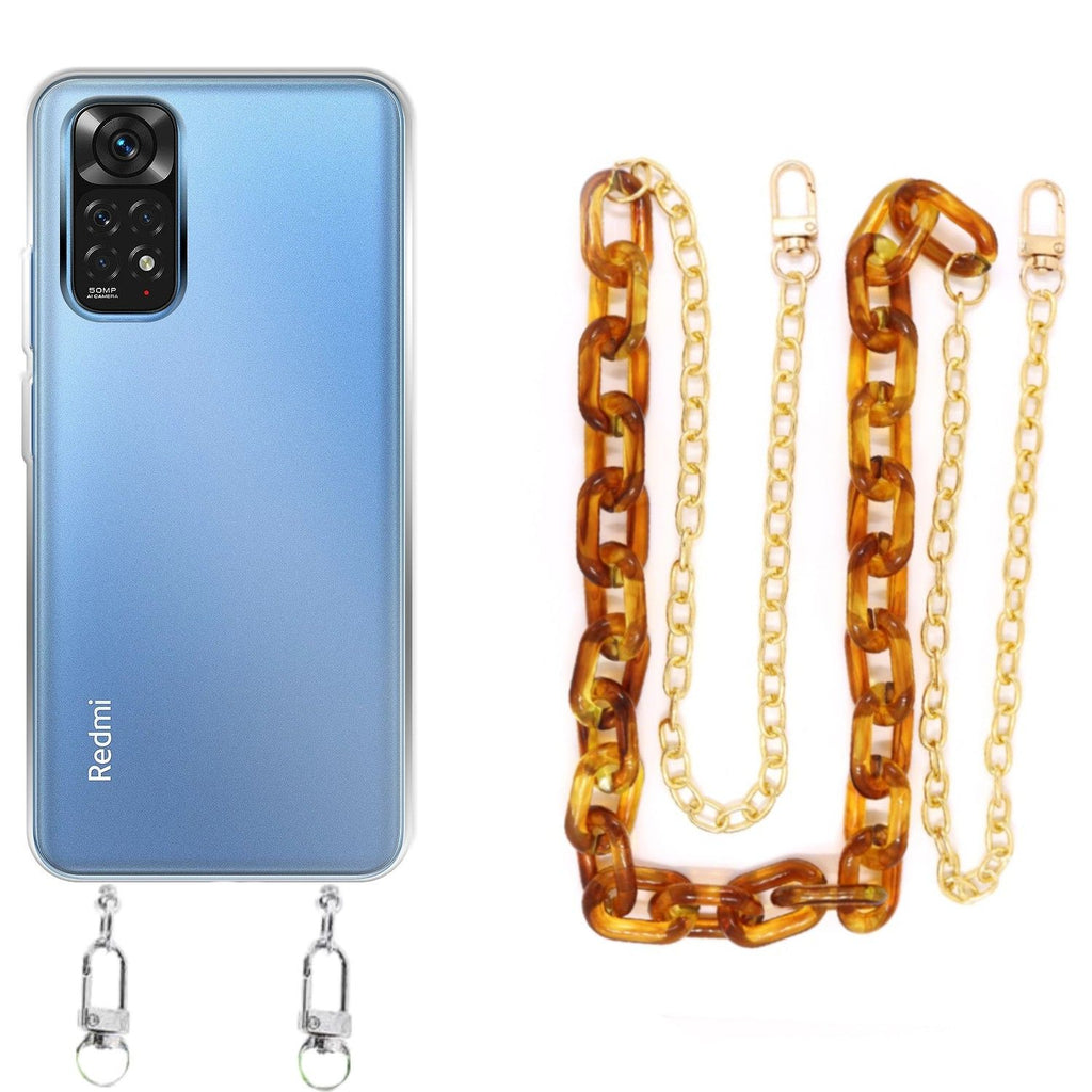 Capa cristal com cordão corrente castanho para Xiaomi Poco M4 Pro