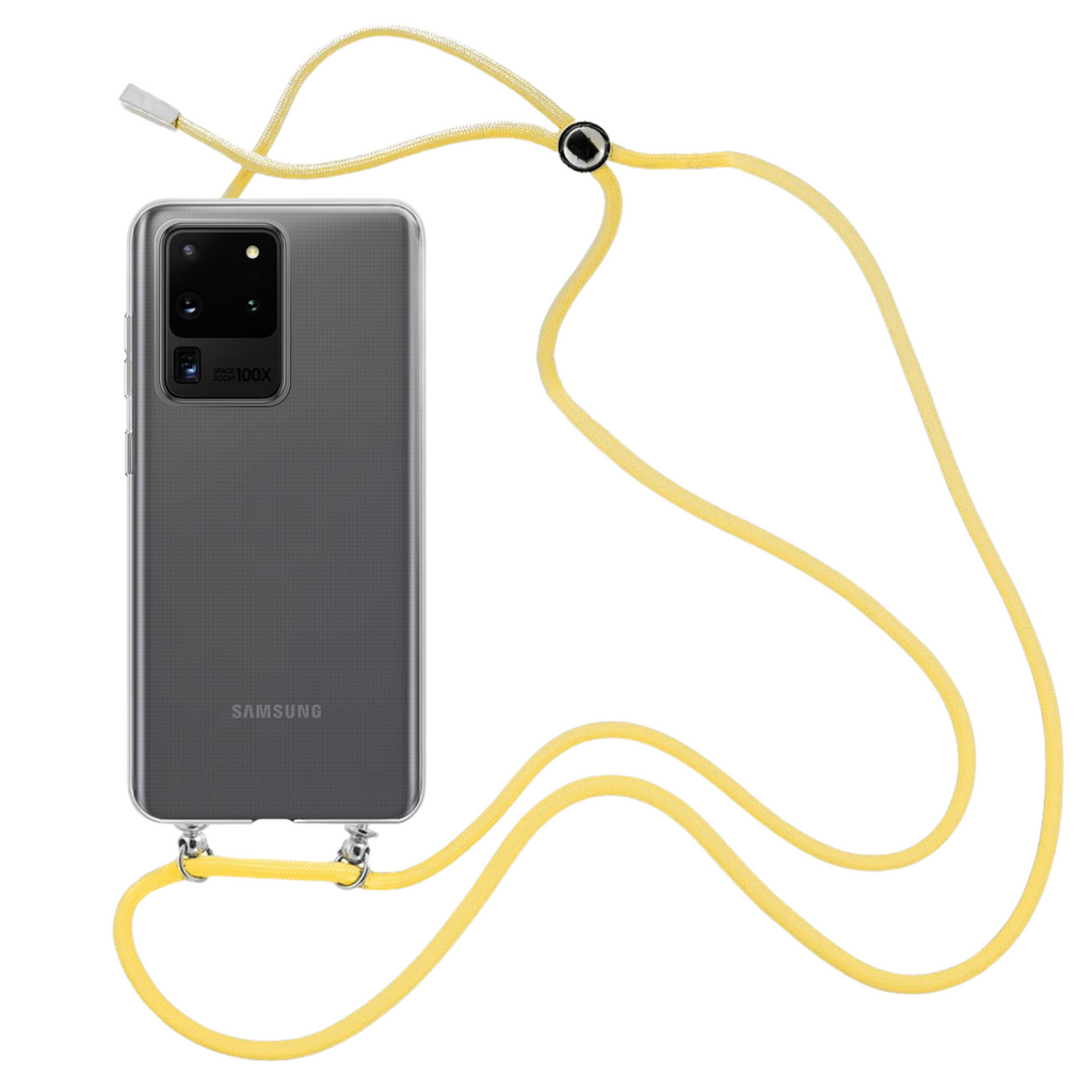 Capa cristal com fio cordão amarelo para Samsung Galaxy S20 Ultra