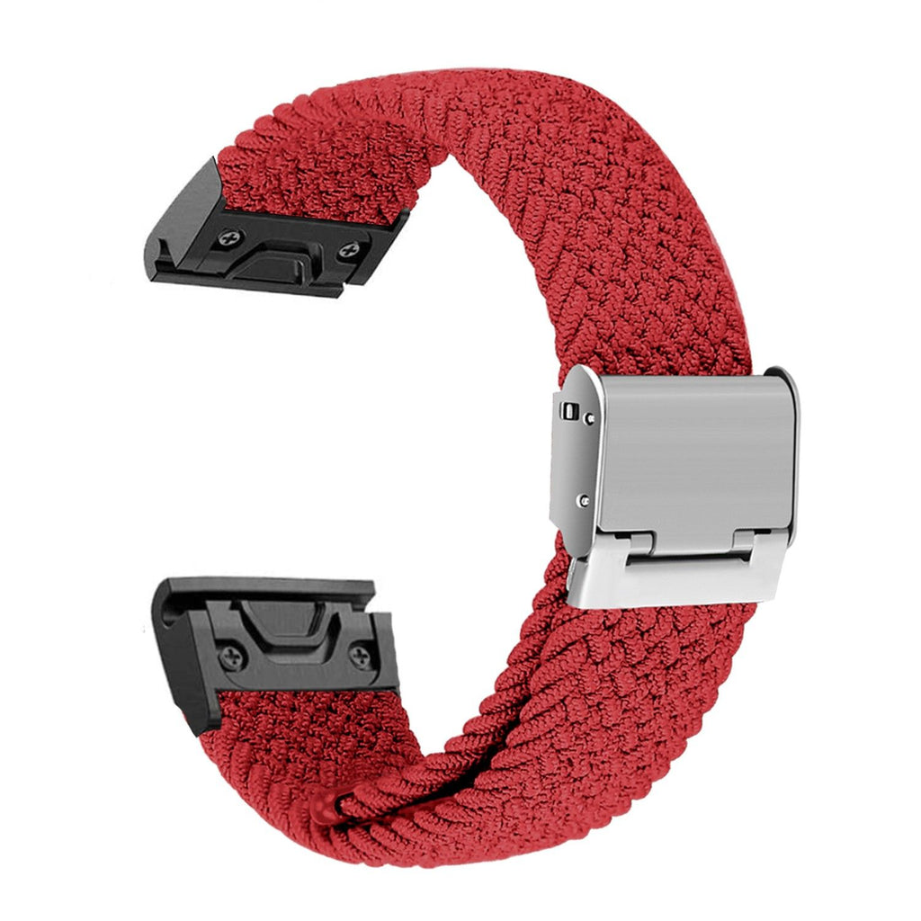 Bracelete entrançada Solo loop ajustável para Garmin tactix Charlie Vermelho