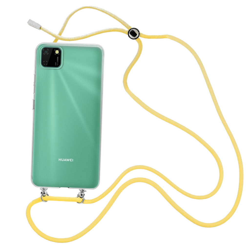 Capa cristal com fio cordão amarelo para Huawei Y5P