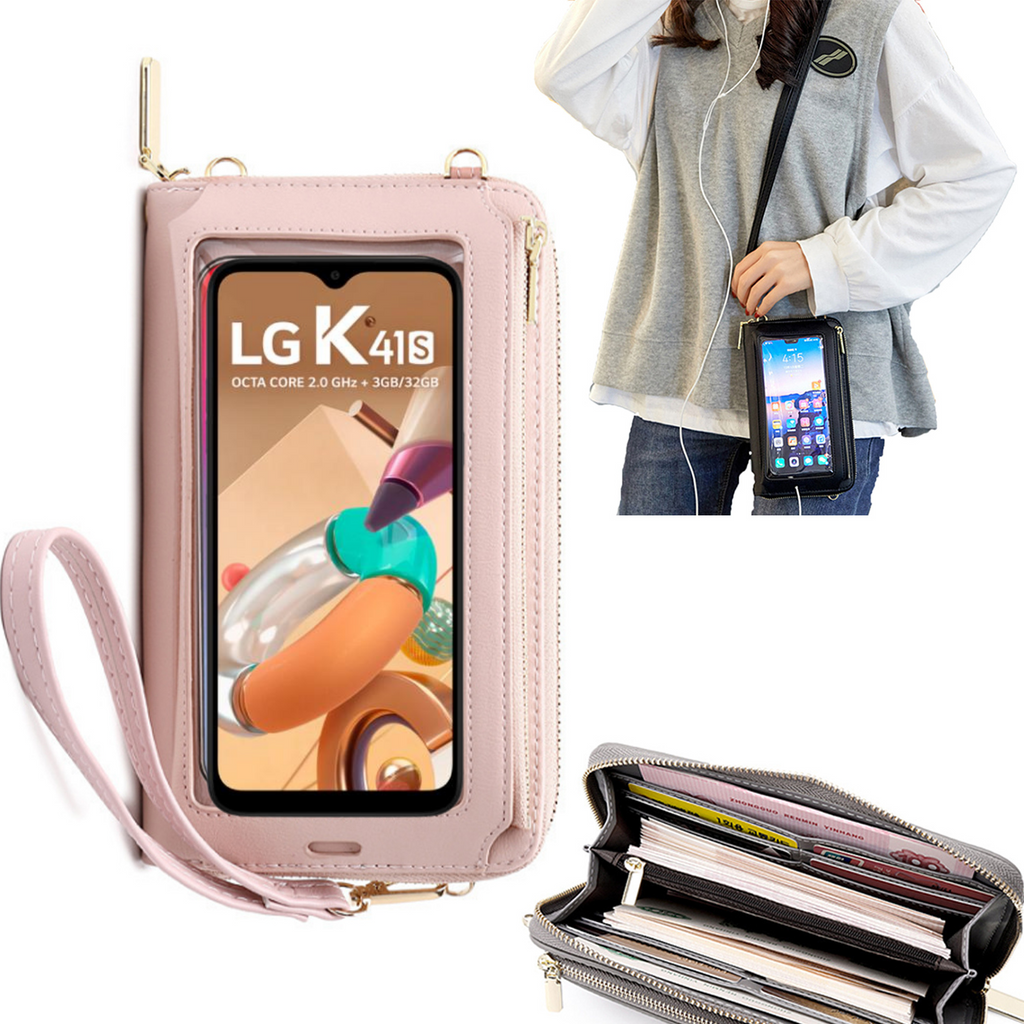 Bolsa Mala tira-colo com função touch ecrã LG K41s Rosa