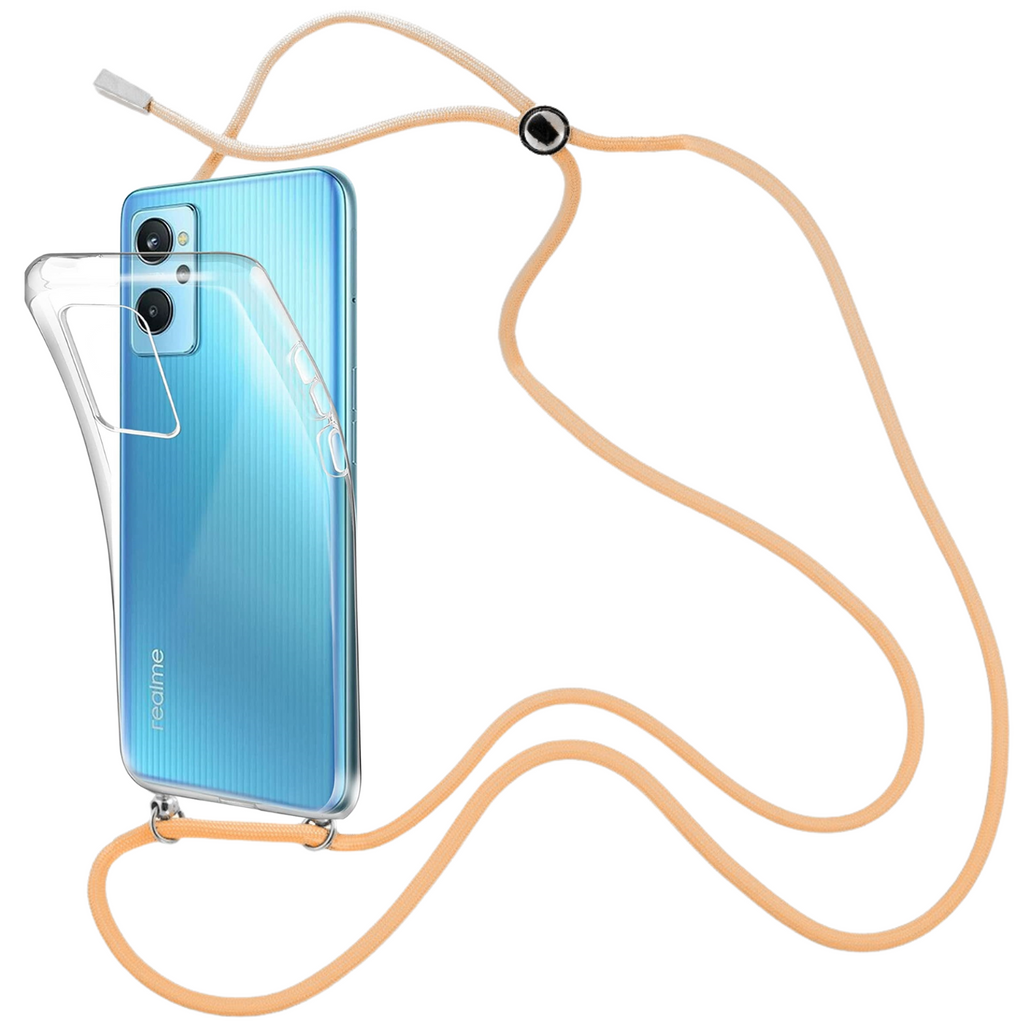 Capa cristal com fio cordão laranja para Oppo A76