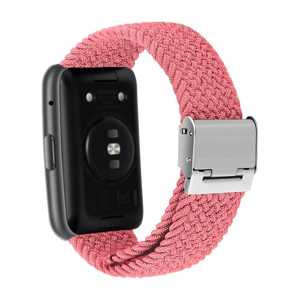 Bracelete entrançada Solo loop ajustável para Huawei Watch Fit 2 Rosa