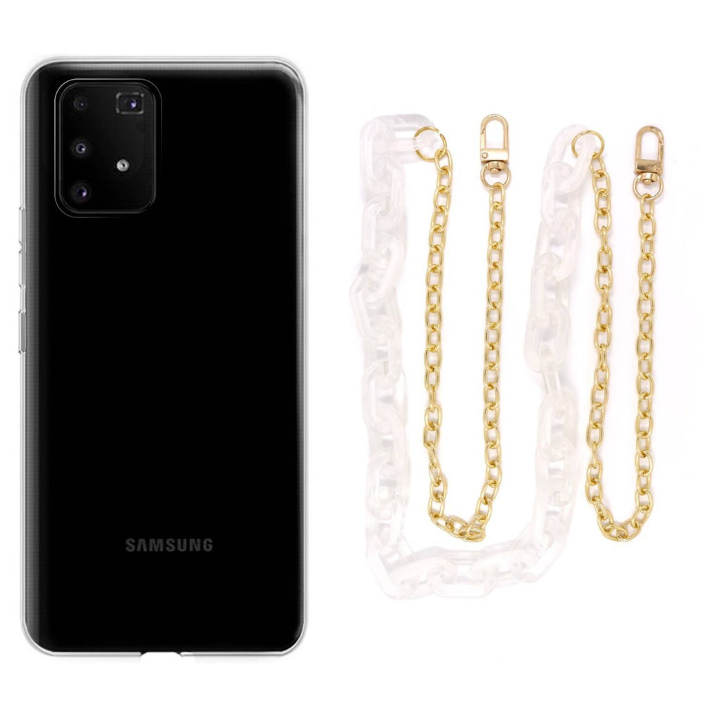 Capa cristal com cordão corrente branco para Samsung Galaxy S10 Lite