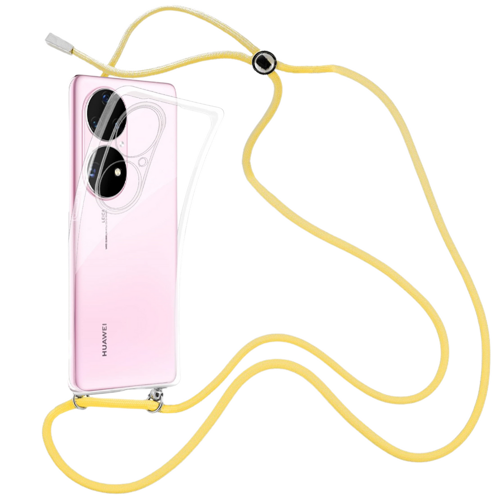 Capa cristal com fio cordão amarelo para Huawei P50 Pro