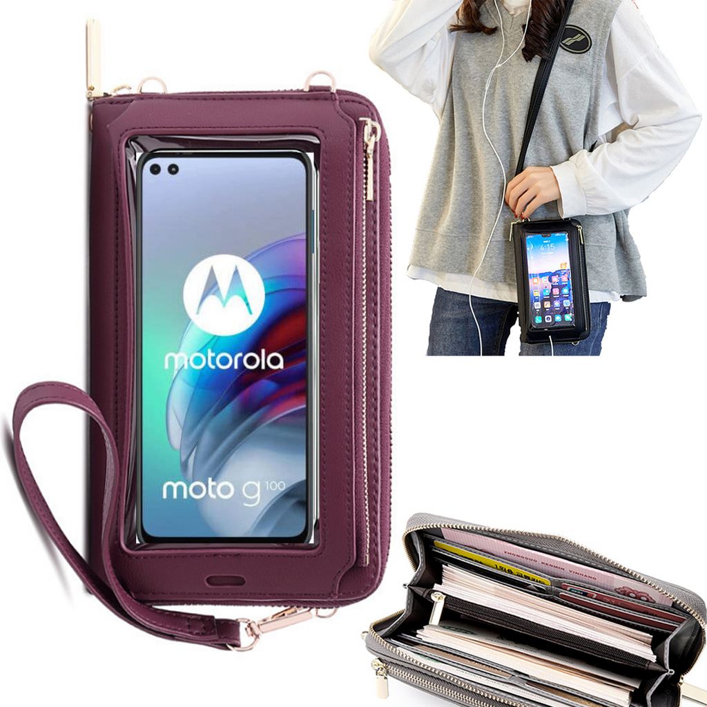Bolsa Mala tira-colo com função touch ecrã Motorola Moto G100 Vermelho vinho