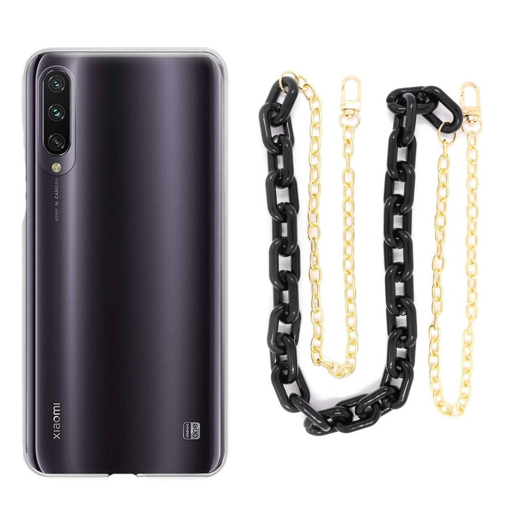 Capa cristal com cordão corrente preto para Xiaomi Mi A3