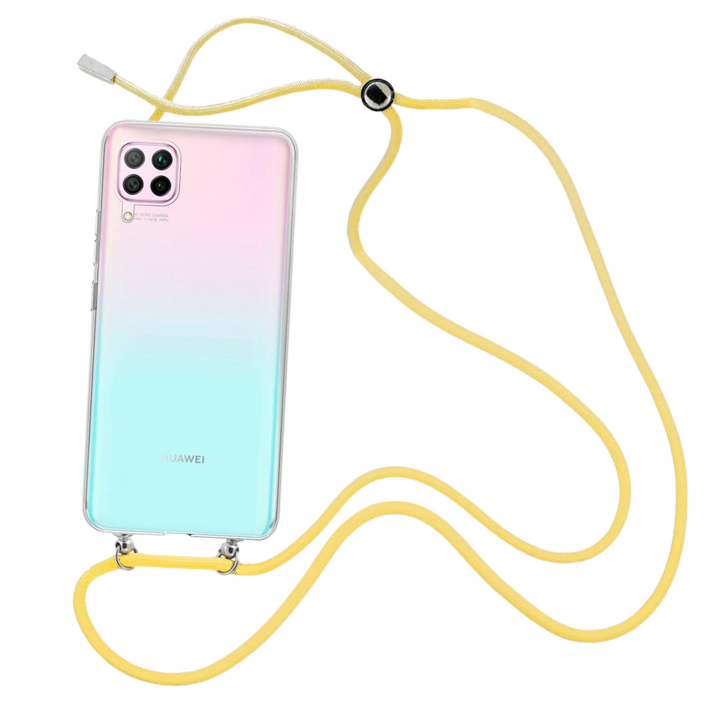 Capa cristal com fio cordão amarelo para Huawei Nova 6 SE