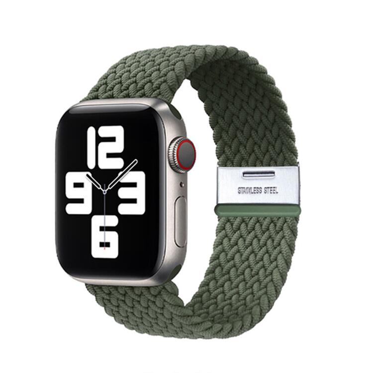Bracelete entrançada Solo loop ajustável para Apple Watch SE 2022 40mm Verde