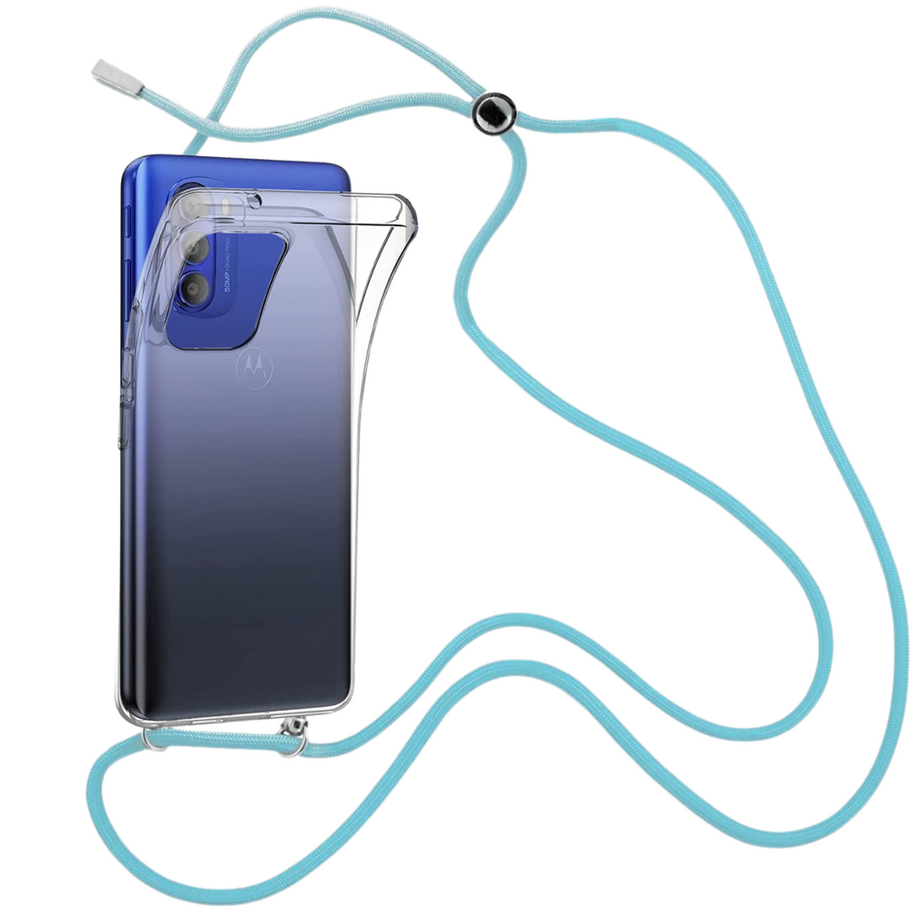 Capa cristal com fio cordão azul para Motorola Moto G51 5G