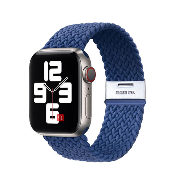 Bracelete entrançada Solo loop ajustável para Apple Watch SE 2022 44mm Azul