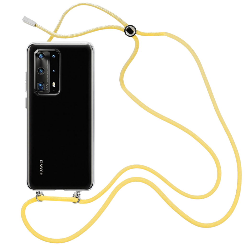 Capa cristal com fio cordão amarelo para Huawei P40 Pro