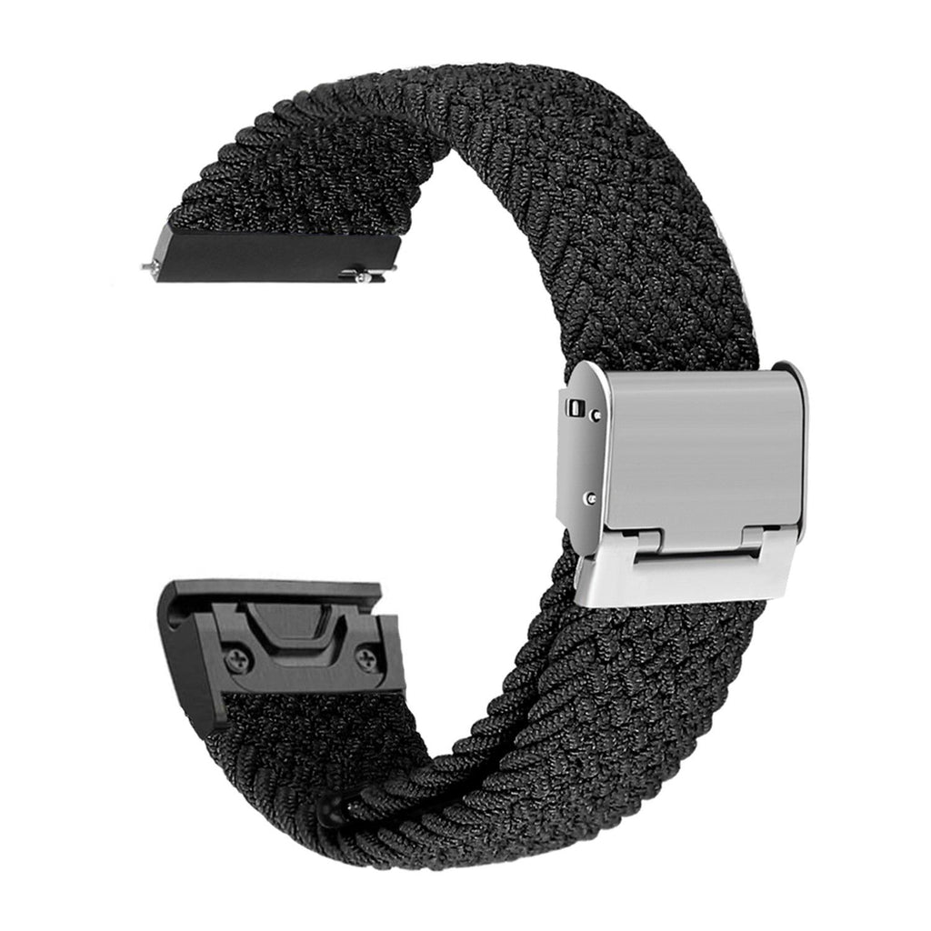 Bracelete entrançada Solo loop ajustável para Garmin fenix 6X - Pro and Sapphire Editions Preto