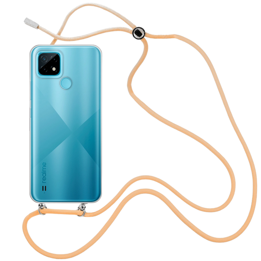 Capa cristal com fio cordão laranja para Realme C25Y