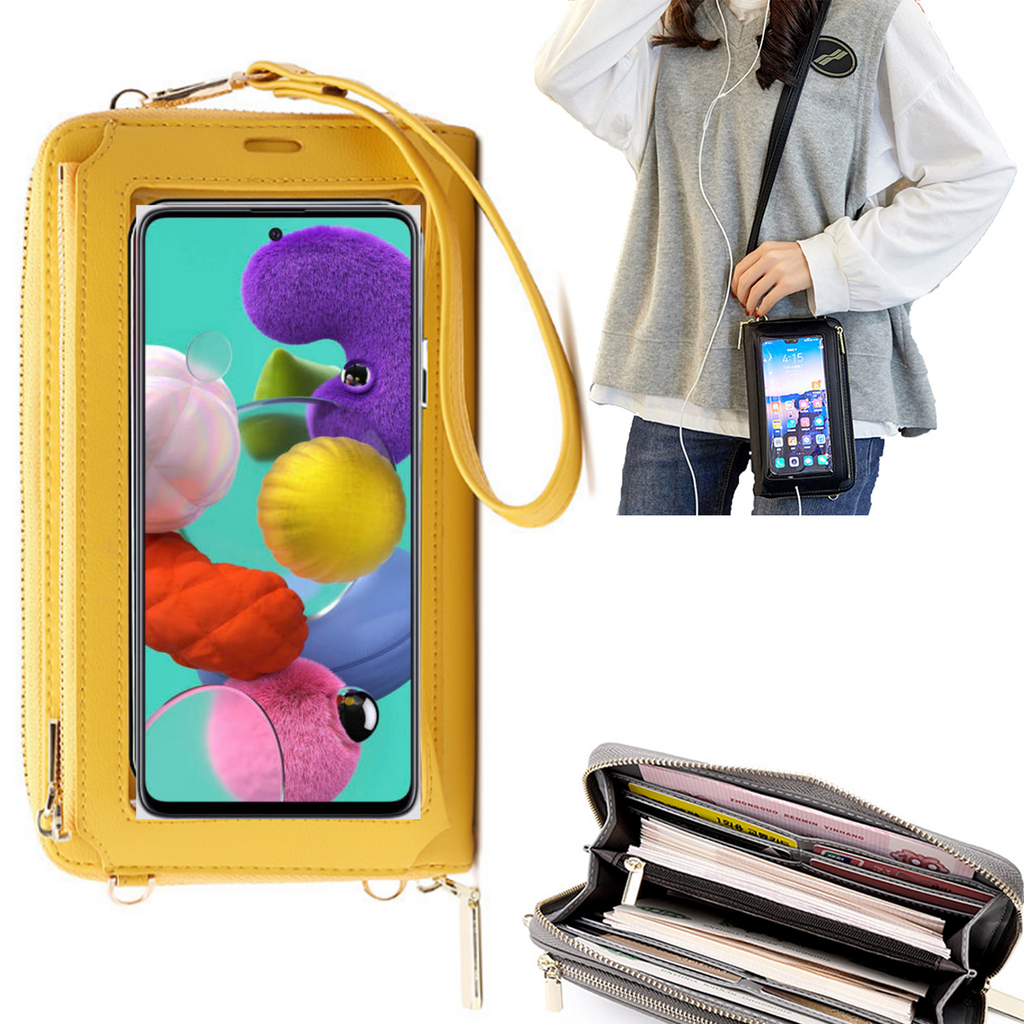 Bolsa Mala tira-colo com função touch ecrã Samsung A51 5G Amarelo