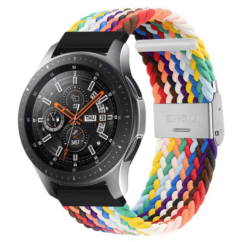 Bracelete entrançada Solo loop ajustável Samsung Galaxy Watch Active Rainbow-#32